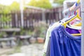 Clean clothes hanging dry in the sun outside. Royalty Free Stock Photo