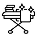 Clean clothes icon outline vector. Iron steam