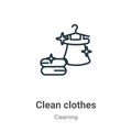 Clean clothes outline vector icon. Thin line black clean clothes icon, flat vector simple element illustration from editable Royalty Free Stock Photo