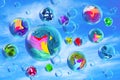 Clean clothes are in soap bubbles, against the blue sky Royalty Free Stock Photo