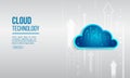 Clean cloud technology concept with a modern cloud icon, digital circuit elements, and upward arrows symbolizing growth, data Royalty Free Stock Photo