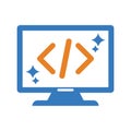 Clean, coding, code icon. Glyph style vector EPS