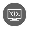 Clean, coding, code icon. Gray vector graphics