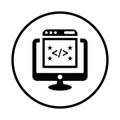Clean, coding, code icon. Black vector graphics