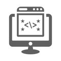Clean, coding, code icon. Gray vector graphics