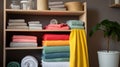 Clean color towels in bathroom. Modern interior Royalty Free Stock Photo
