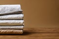 Clean colorful folded towel nice and tidy stack each other and some negative space for fitness, bath, swimming, massage and spa Royalty Free Stock Photo