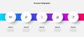 Clean and colorful infographic template showing five steps of a business process with icons and text, perfect for