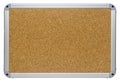 Clean corkboard with modern looking metallic color plastic frame. Sharp detailed blank cork board surface texture. Isolated on whi Royalty Free Stock Photo