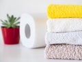 Clean cotton towels and paper towels Royalty Free Stock Photo