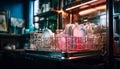 Clean crockery stacked neatly in modern kitchen generated by AI