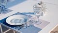 Clean Cutlery.table setting in summer cafe Royalty Free Stock Photo