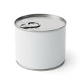 Blank White Tin Can with Pull- Tab Lid on White Background food can metal can Royalty Free Stock Photo