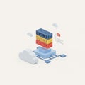 Isometric 3D Container Registry and Cloud Computing Concept for Modern DevOps Infrastructure Software Deployment and Docker Techno Royalty Free Stock Photo