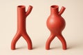 Clean 3D render of aortic aneurysm shown side by side with normal aorta. Left: smooth red artery, consistent diameter. Right: Royalty Free Stock Photo