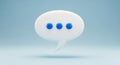 3D Rendering of a White Speech Bubble with Three Blue Dots chat icon message Royalty Free Stock Photo