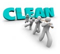 Clean 3d Word Pulled Up Team People Working Together Cleaners Royalty Free Stock Photo