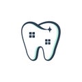 Clean Dental Dentist House Clinic Unique Logo Symbol