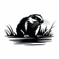 Clean Design: Beaver Silhouette In Noir Comic Art Style
