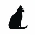 Clean Design Black Cat Silhouette On White Background Royalty Free Stock Photo