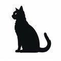 Clean Design Black Cat Silhouette On White Background Royalty Free Stock Photo