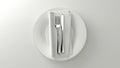 Clean design flatware plate and table. 3D rendering.