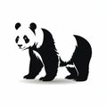 Clean Design Panda Bear Silhouette On White Background