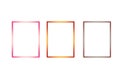 Trio of Glowing Neon Rectangular Frames in Pink, Orange, and Silver Royalty Free Stock Photo