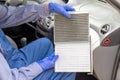 Clean and dirty cabin pollen air filter for a car Royalty Free Stock Photo