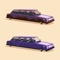 Clean and dirty vintage american limousine. Cartoon vector illustration Royalty Free Stock Photo