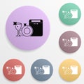 Clean dishes from the typewriter badge color set icon. Simple glyph, flat vector of wash icons for ui and ux, website or mobile Royalty Free Stock Photo