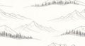 Minimalist Mountain Landscape Line Art Seamless Pattern Royalty Free Stock Photo