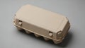 Empty Brown Recycled Half Dozen Egg Carton on Gray Background Royalty Free Stock Photo