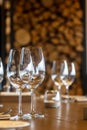 Clean empty glasses on the restaurant table Royalty Free Stock Photo