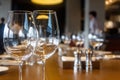 Clean empty glasses on the restaurant table Royalty Free Stock Photo