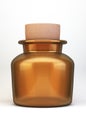 Clean empty retro medical bottle with cork cap. clipping path