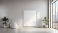 A clean, empty, white frame on a clean wall in a spacious, bright room Royalty Free Stock Photo