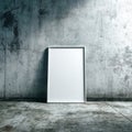 Blank White Frame Mockup on Grungy Concrete Wall Royalty Free Stock Photo
