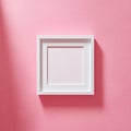 Empty White Square Frame on Textured Pink Background with Soft Shadow Royalty Free Stock Photo