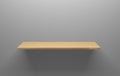 Clean Empty Wooden Shelf on Grey Wall