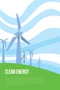 Clean energy banner. Wind power generation