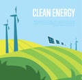 Clean energy banner. Wind power generation