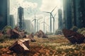 A clean energy farm. The idea of combating the impacts of climate change. Generative AI