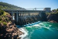 Clean energy by hydropower plant from downstream water. Generative AI