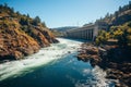 Clean energy by hydropower plant from downstream water. Generative AI