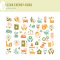 Clean energy icons made in a flat style and isolated on a white background in various colors