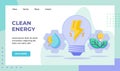 Clean energy lightning bulb lamp drop water green leaf campaign for web website home homepage landing page template Royalty Free Stock Photo