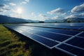 Clean energy from solar generation, blue renewable photovoltaic power, industrial