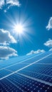 Clean energy from solar generation, blue renewable photovoltaic power, industrial