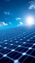 Clean energy from solar generation, blue renewable photovoltaic power, industrial